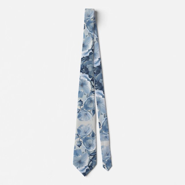 Cravate Porcelaine bleu clair Floral Mariage Groomsmen Cad (Devant)