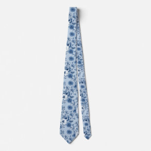 Cravate Porcelaine bleu clair Floral Mariage Groomsmen Cad