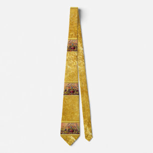 Cravate Porte du Ciel avec une texture de feuille d'or et 