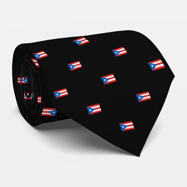 Cravate Portoricain - Drapeau à motif noir (Roulé)