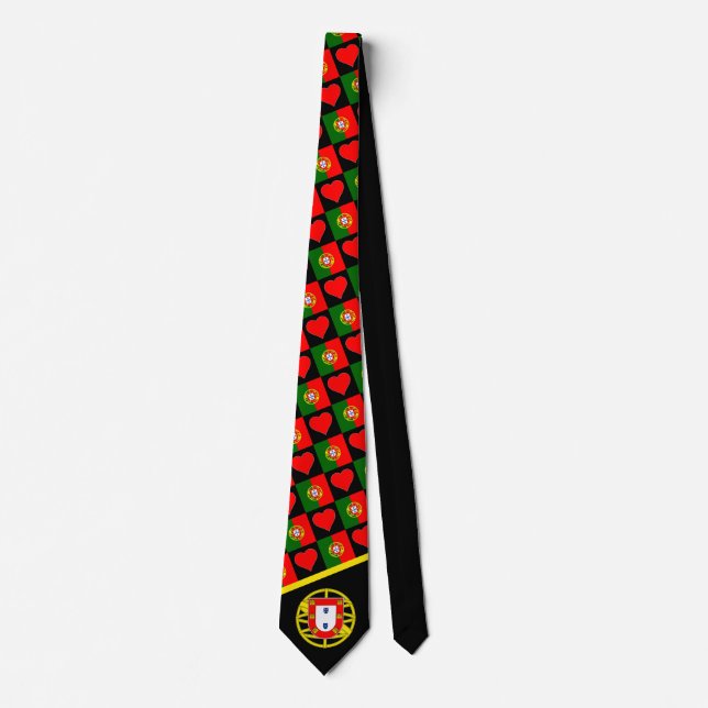 Cravate Portugal Drapeau Coeur Manteau d'armoiries Portuga (Devant)