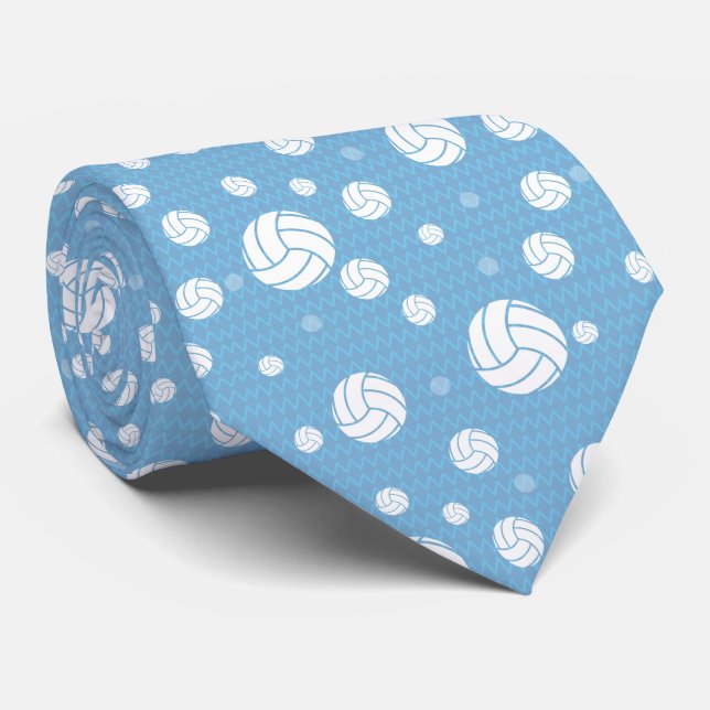 Cravate Poudre Bleu Volleyball Chevron Motif (Roulé)