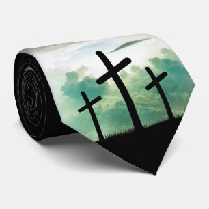 Cravate Pour Dieu si aimé Le Monde Croix Chrétienne Noir