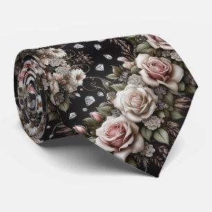 Cravate pour Homme   Roses Roses et Diamants
