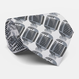 Cravate Pour le motif argenté de microphone de mélomanes
