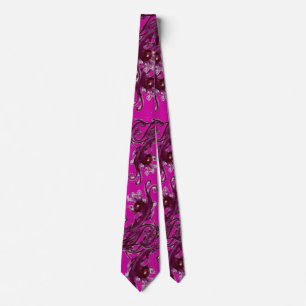 Cravate POURPULET BROUILLES MAGIQUES Imaginaire Fuchsia fl