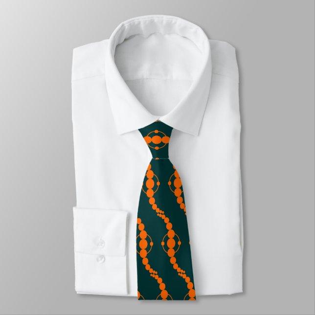 Cravate Procession planétaire - Orange sur Vert foncé (Attaché)