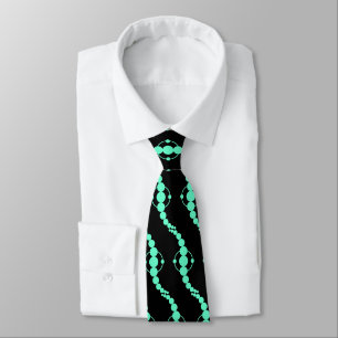 Cravate Procession planétaire - Turquoise sur Noir