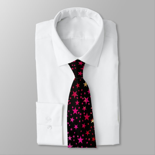 Cravate Professional Valentine's Day Red Gold Stars Black (Attaché)