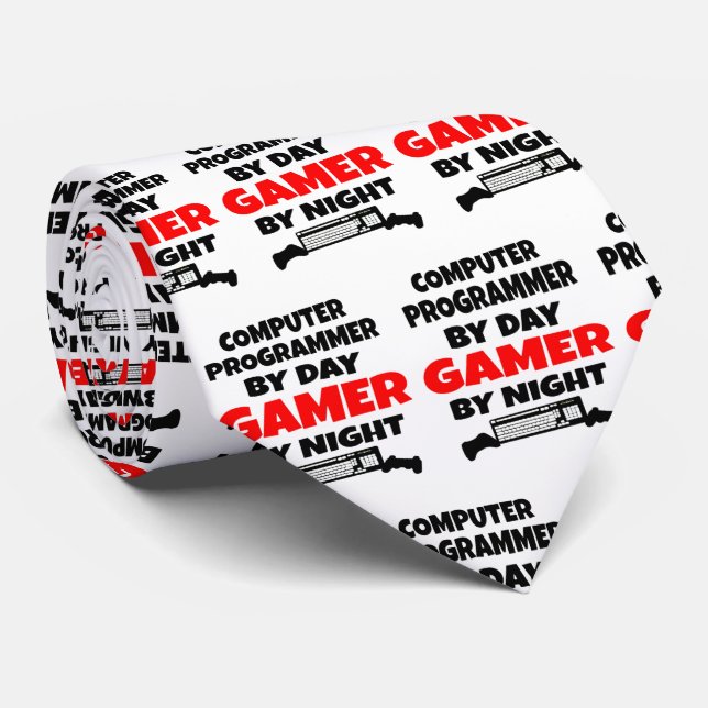 Cravate Programmeur Ordinateur aime jouer aux jeux vidéo (Roulé)