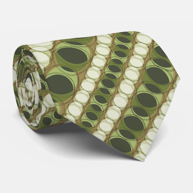 Cravate Projecteurs Polka Point Striped Olive Deux côtés (Roulé)