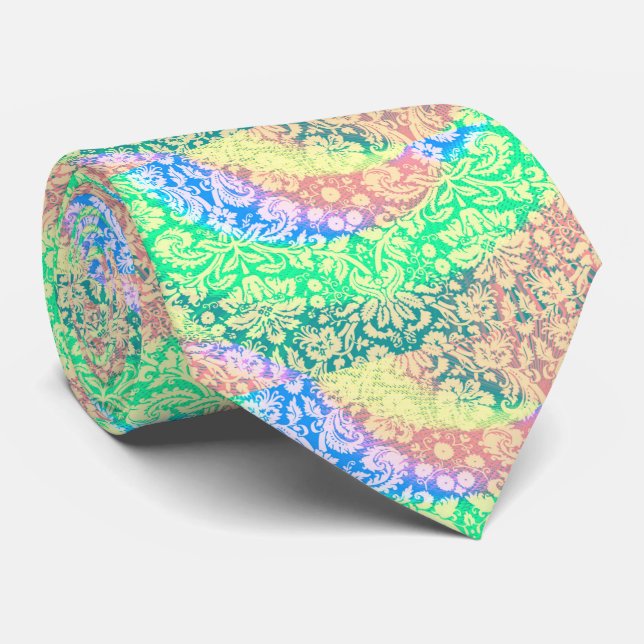Cravate Psychédélique Pastel Tie Dye Hippie Retro (Roulé)
