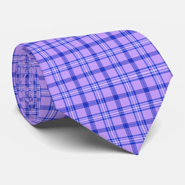 Cravate Purple Blue Plaid Classic Pattern Bright Neck Tie (Roulé)