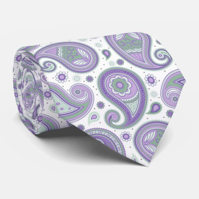 Cravate Purple élégant vintage paisley motif (Roulé)