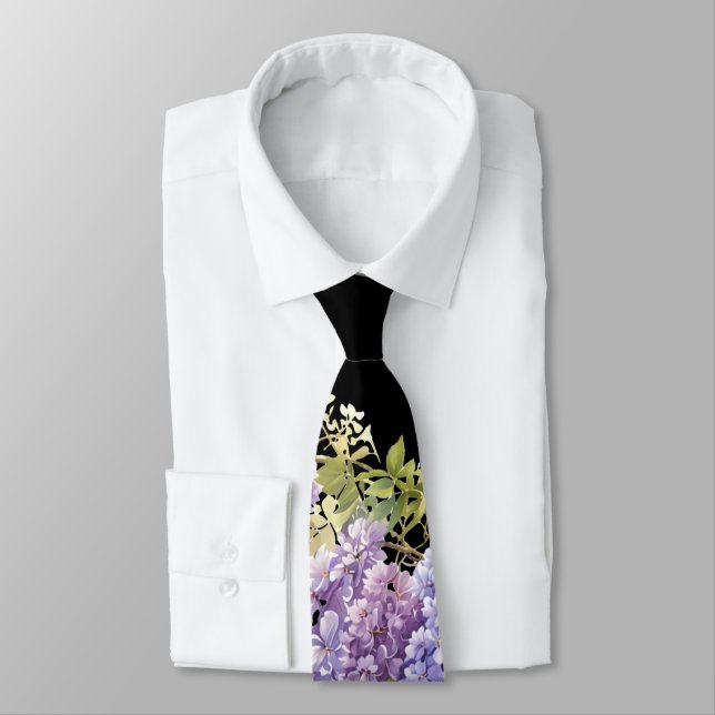 Cravate Purple lavande aquarelle glycine florale lilas (Attaché)
