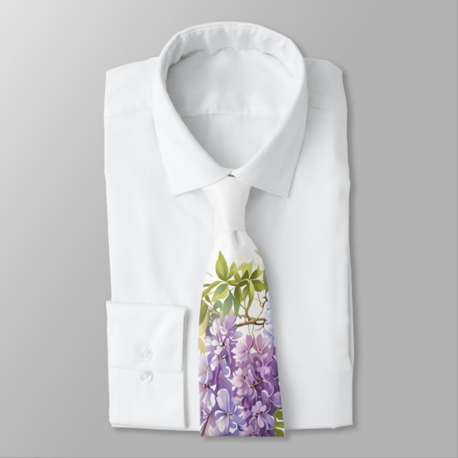 Cravate Purple lavande aquarelle glycine florale lilas (Attaché)