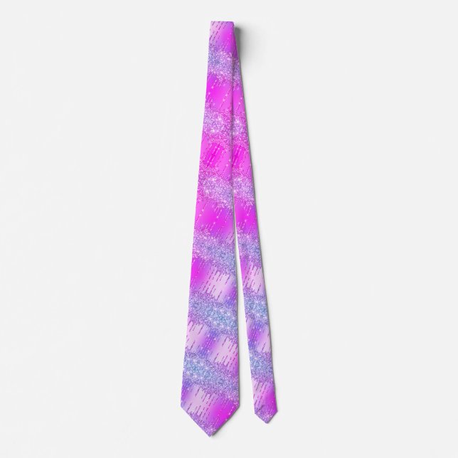 Cravate Purple rose Neon Chiny Parties scintillant Étincel (Devant)