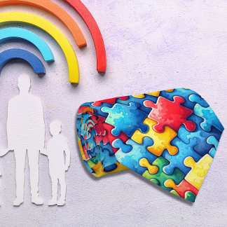 Cravate Puzzle sensibilisation sur l'autisme