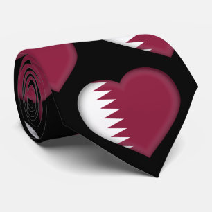 Cravate Qatar Drapeau couleurs Motif de coeur
