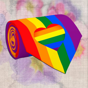 Cravate Rainbow Heart & Pride Rainbow Flag / communauté LG