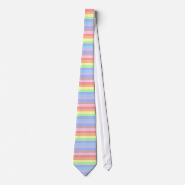 Cravate Rainbow Stripes Pastel Colors (Devant)