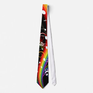 Cravate Rainbow White Music Notes sur Black