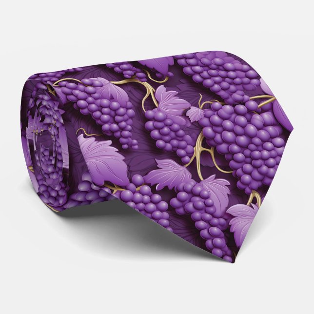 Cravate raisins carrelés cool fruits motifs (Roulé)