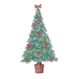 Cravate rangées de petits arbres de noël aux cloches rou