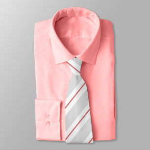 Cravate rayé gris, rose de New York et blanc