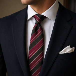Cravate rayée en diagonale burgundy et noir avec l