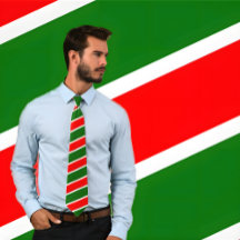 Cravate rayée rouge, blanc et vert (couleurs de No