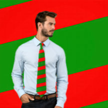 Cravate rayée rouge et verte (épaisses rayures)