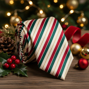 Cravate Rayure festive de canne de bonbon de Noël