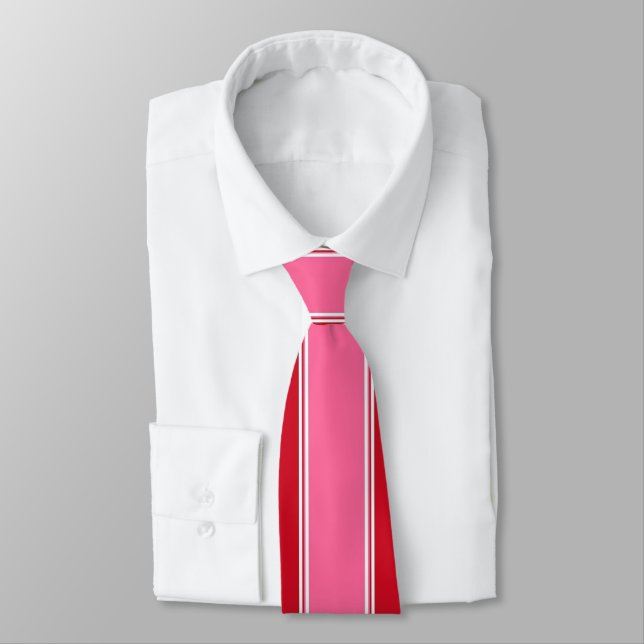 Cravate Rayure rouge et rose (Attaché)