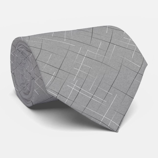 Cravate Rayures Bâclées | Gris Tacheté (Roulé)