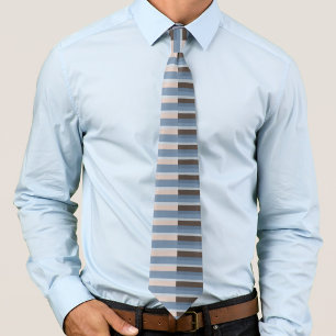 Cravate Rayures bleu grisâtre sur un brun et beige divisé 