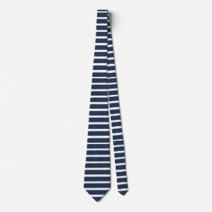 Cravate Rayures Bleu Nuit Blanc