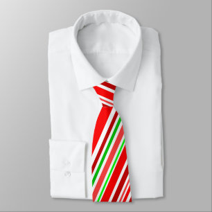 Cravate Rayures diagonales de bonbon rouge blanc vert pour