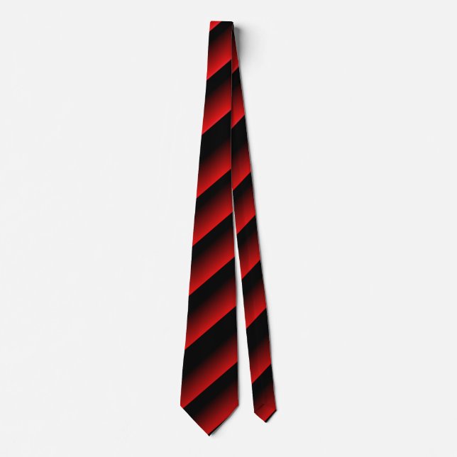 Cravate Rayures diagonales ombrées rouge et noir (Devant)