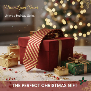 Cravate Rayures grasses de canne à bonbons rouge et or Cad