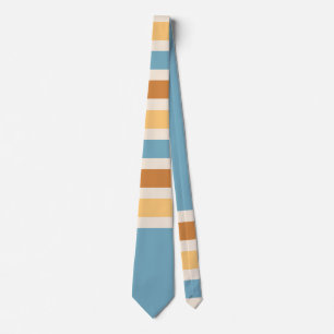 Cravate Rayures Rétro Bleu et Orange Bleu Vintage