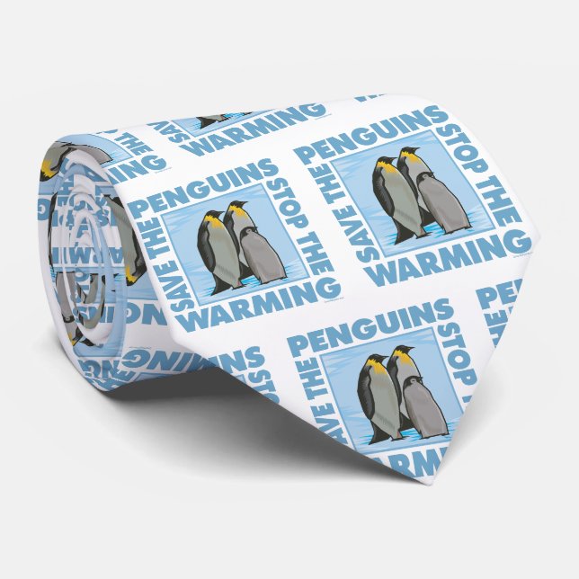 Cravate Réchauffement climatique, Pingouins (Roulé)