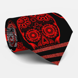 Cravate Red And Black Skull Tie