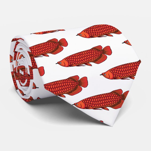 Cravate Red Arowana fish cartoon (Roulé)