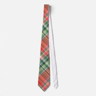 Cravate Red/Green Color Christmas Plaid Pattern Men's Tie