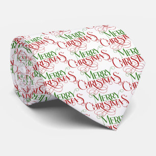 Cravate Red & Green Joyeux Noël Retro Typographie