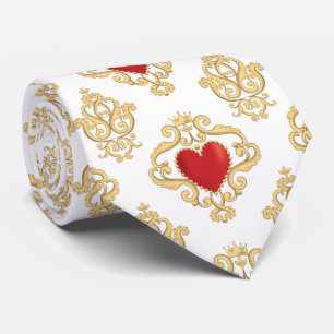 Cravate Red Heart Et Gold Swirl