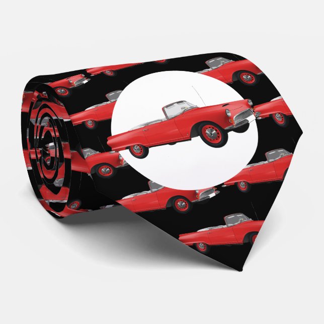 Cravate Red Hotrod 1950s Motif automobile (Roulé)