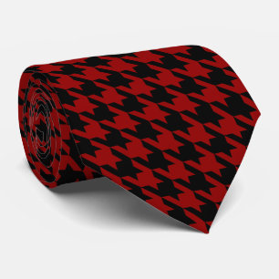 Cravate Red Pied de Poule Houndstooth noir