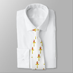 Cravate RED TALISMAN / Gold Ankh, Blanc